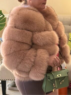 Elegant Pink Fox Fur Jacket